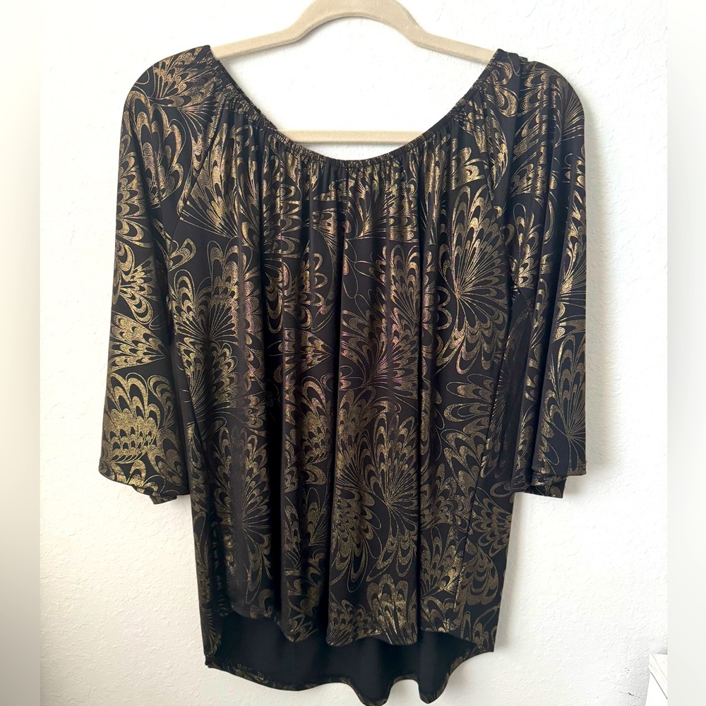 Elegant Black and Gold Women's Amana Top Size M